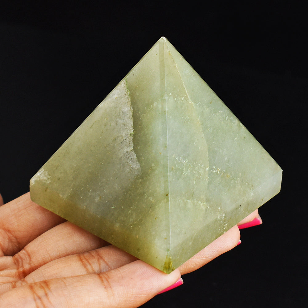 Genuine  681.00 Carats Aventurine  Hand Carved Crystal Healing  Pyramid Gemstone Carving