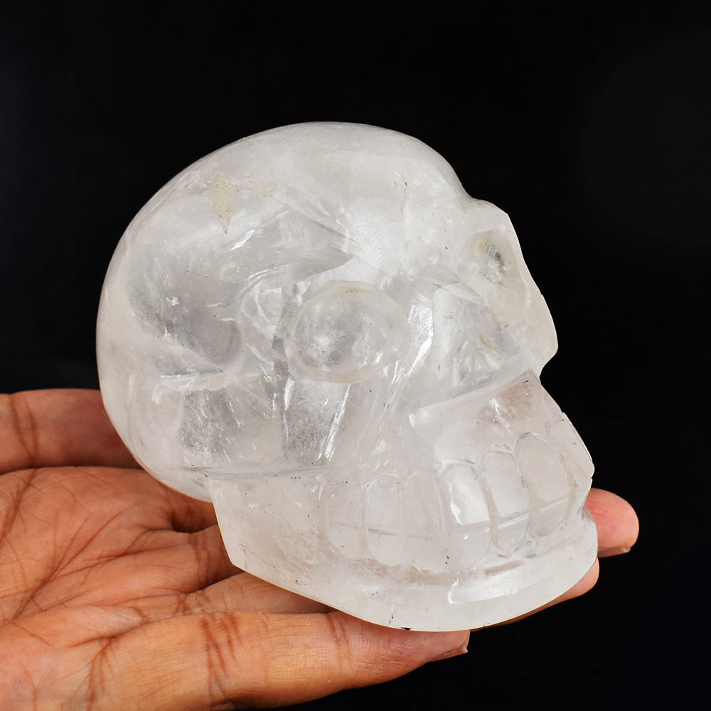 Natural  2088.00  Carats  Genuine  White Quartz Hand Carved  Crystal Gemstone Carving Skull