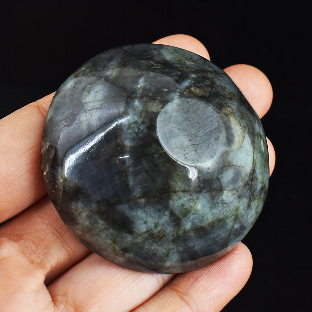 Exclusive  211.00 Carats  Genuine  Labradorite Hand Carved Crystal Gemstone  Carving Bowl