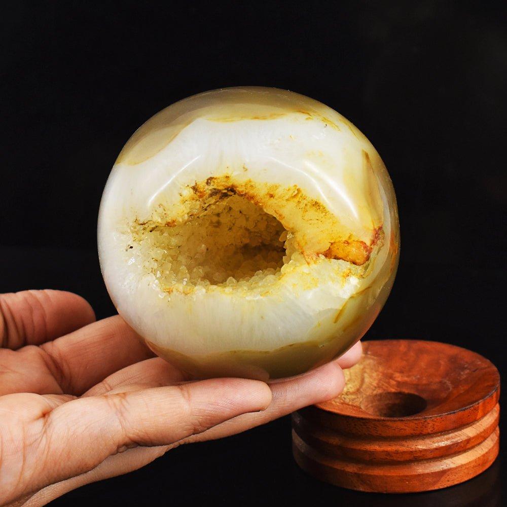 Exclusive  2470.00 Carat  Genuine  Agate Druzy  Hand Carved Crystal Healing Sphere Gemstone