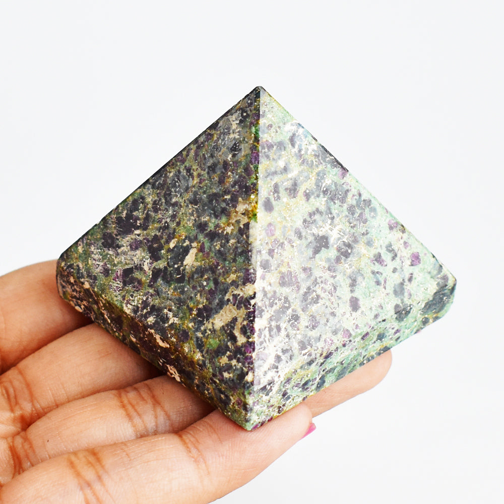 611.00 Carats  Genuine  Pink In Ruby Fuchsite  Hand Carved Crystal  Healing Gemstone  Pyramid Carving