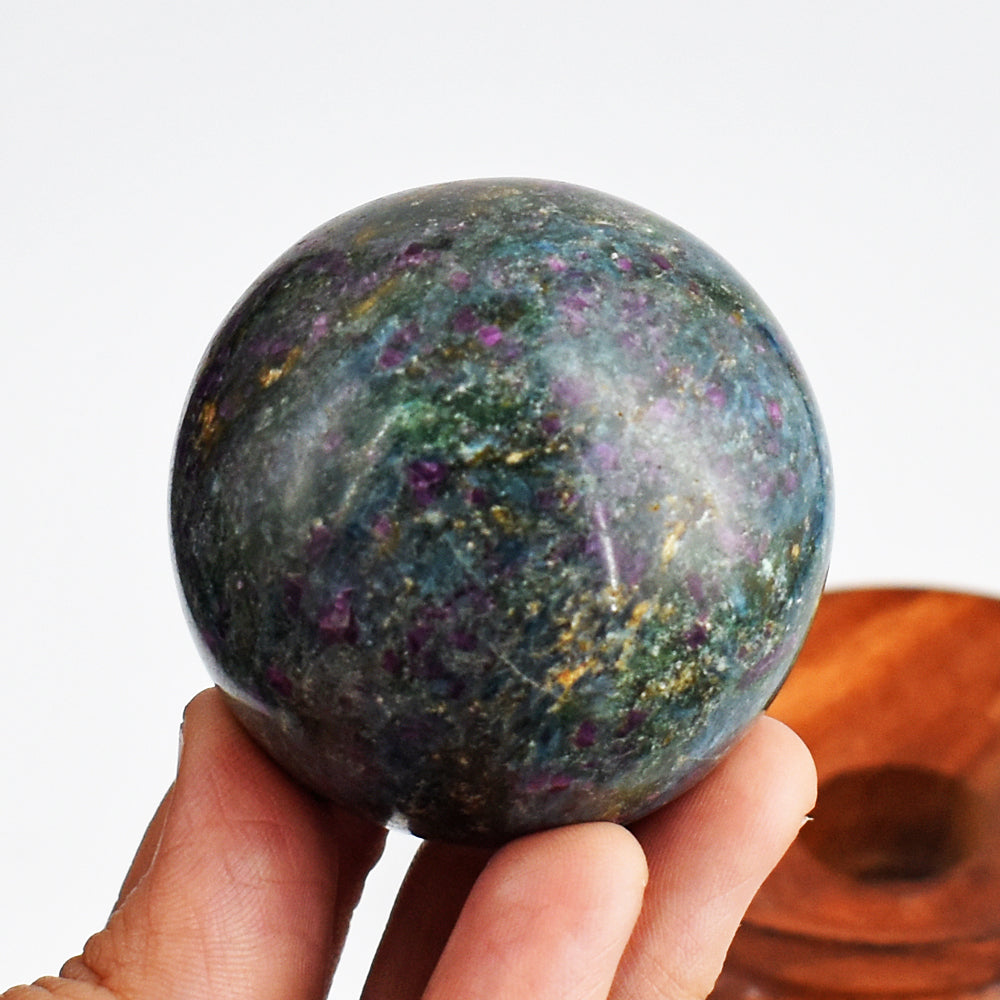 Amazing 879.00 Cts Genuine Pink In Ruby Fuchsite Hand Carved Crystal Gemstone Healing Ball