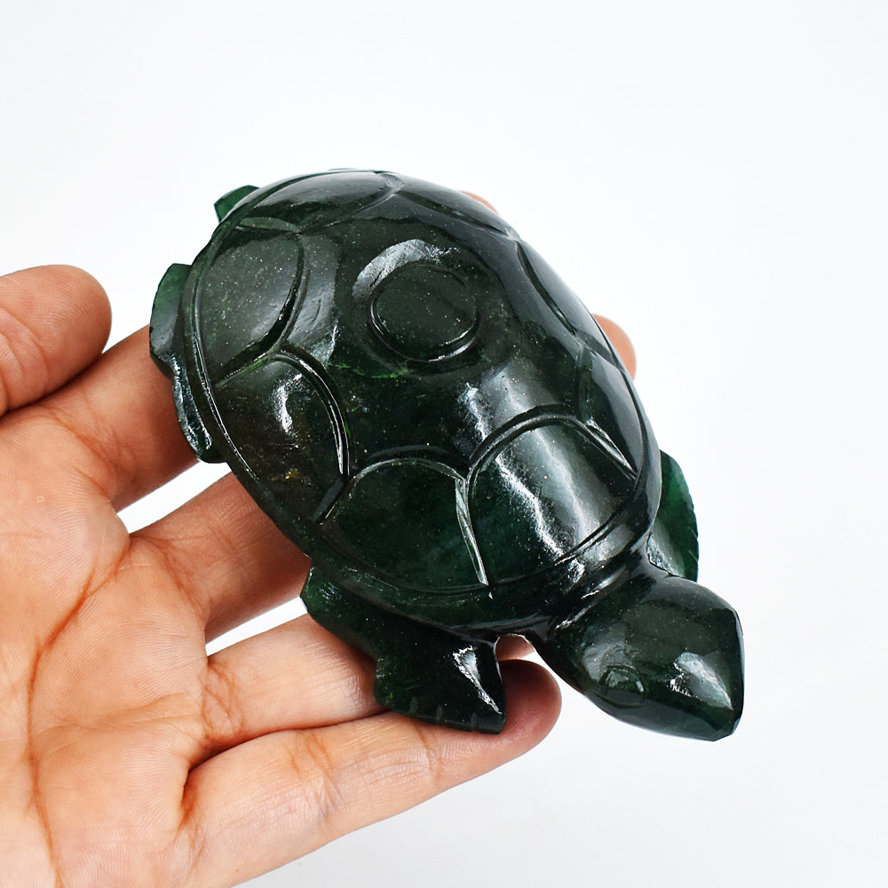 Beautiful  1269.00  Carats  Genuine Green  Jade Hand Carved Crystal Gemstone Turtle Carving