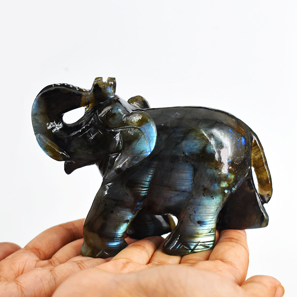 Gorgeous 2483.00 Cts Amazing Flash Labradorite Hand Carved Crystal  Gemstone Carving Elephant