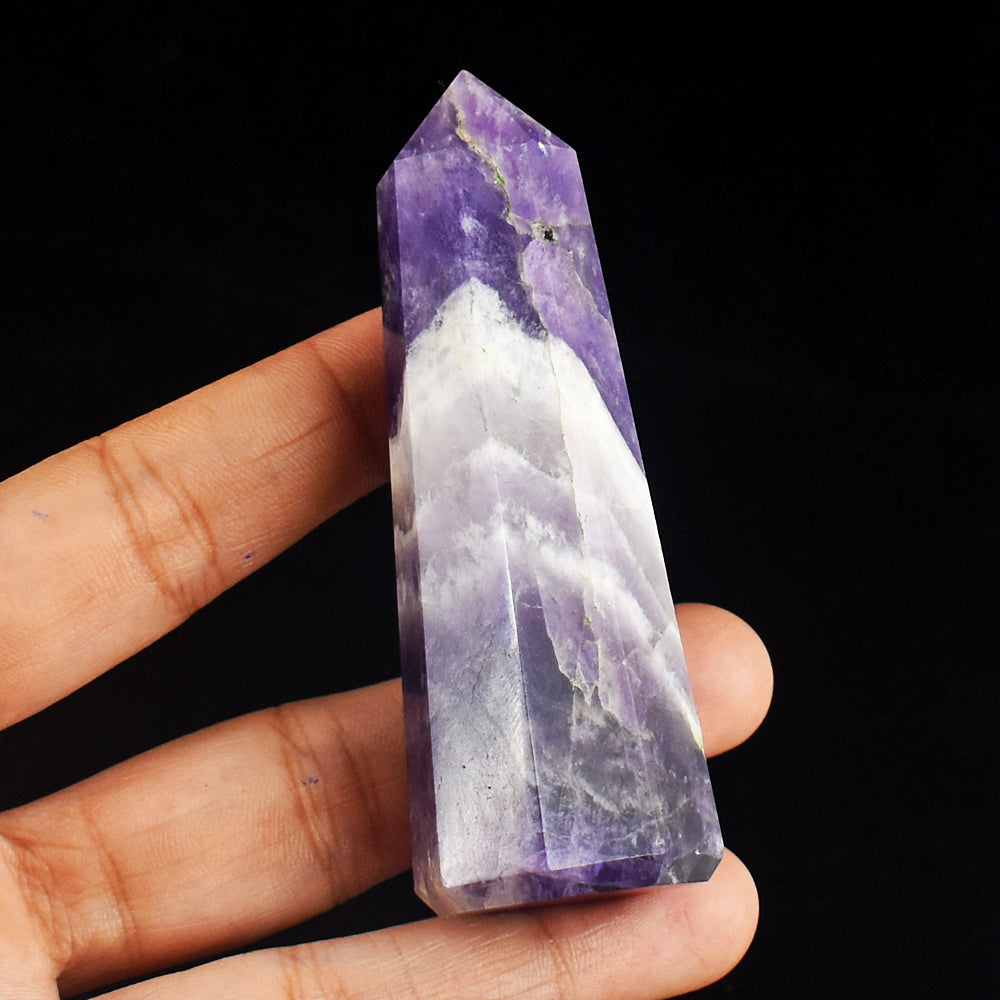 Gorgeous 392.00  Carats  Genuine  Chevron  Amethyst  Hand  Carved  Crystal  Gemstone  Healing  Point