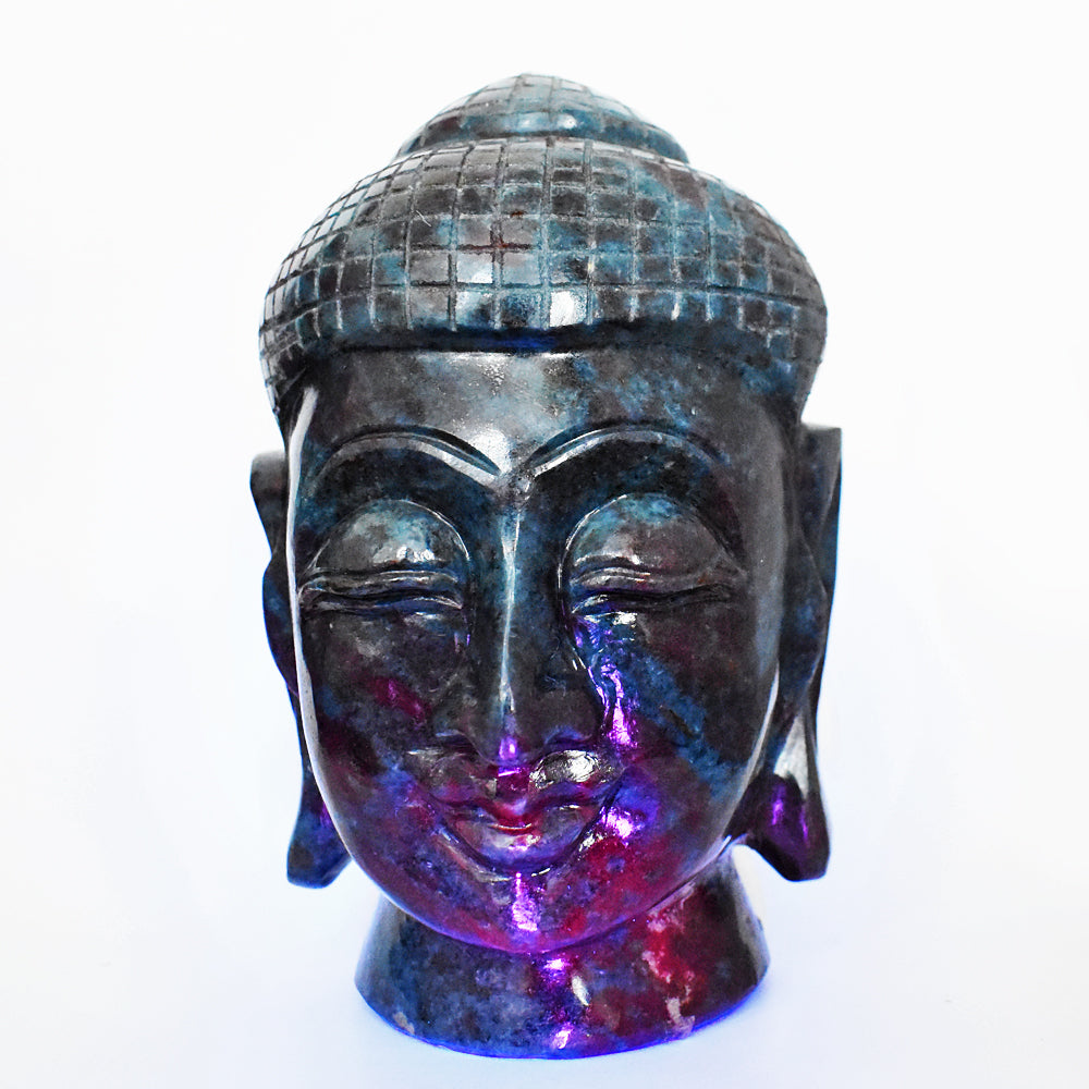 Gorgeous 8420.00 Cts Genuine  Ruby In Kyanite Hand Carved Crystal Lord Buddha Head Gemstone Carving