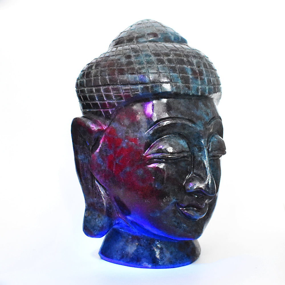 Gorgeous 8420.00 Cts Genuine  Ruby In Kyanite Hand Carved Crystal Lord Buddha Head Gemstone Carving