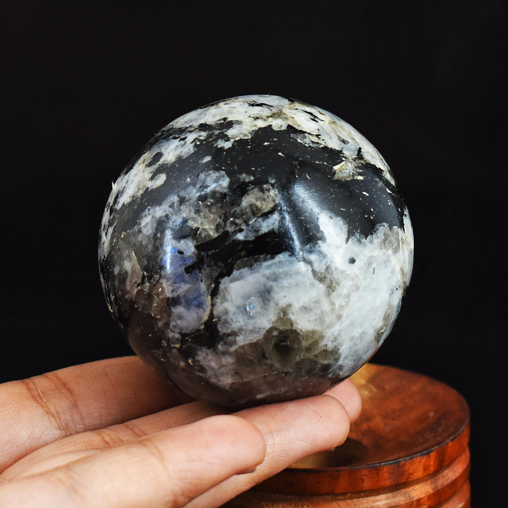 1172.00 Cts  Genuine  Natural Blue  Flash  Moonstone Hand  Carved  Crystal  Healing  Sphere Gemstone