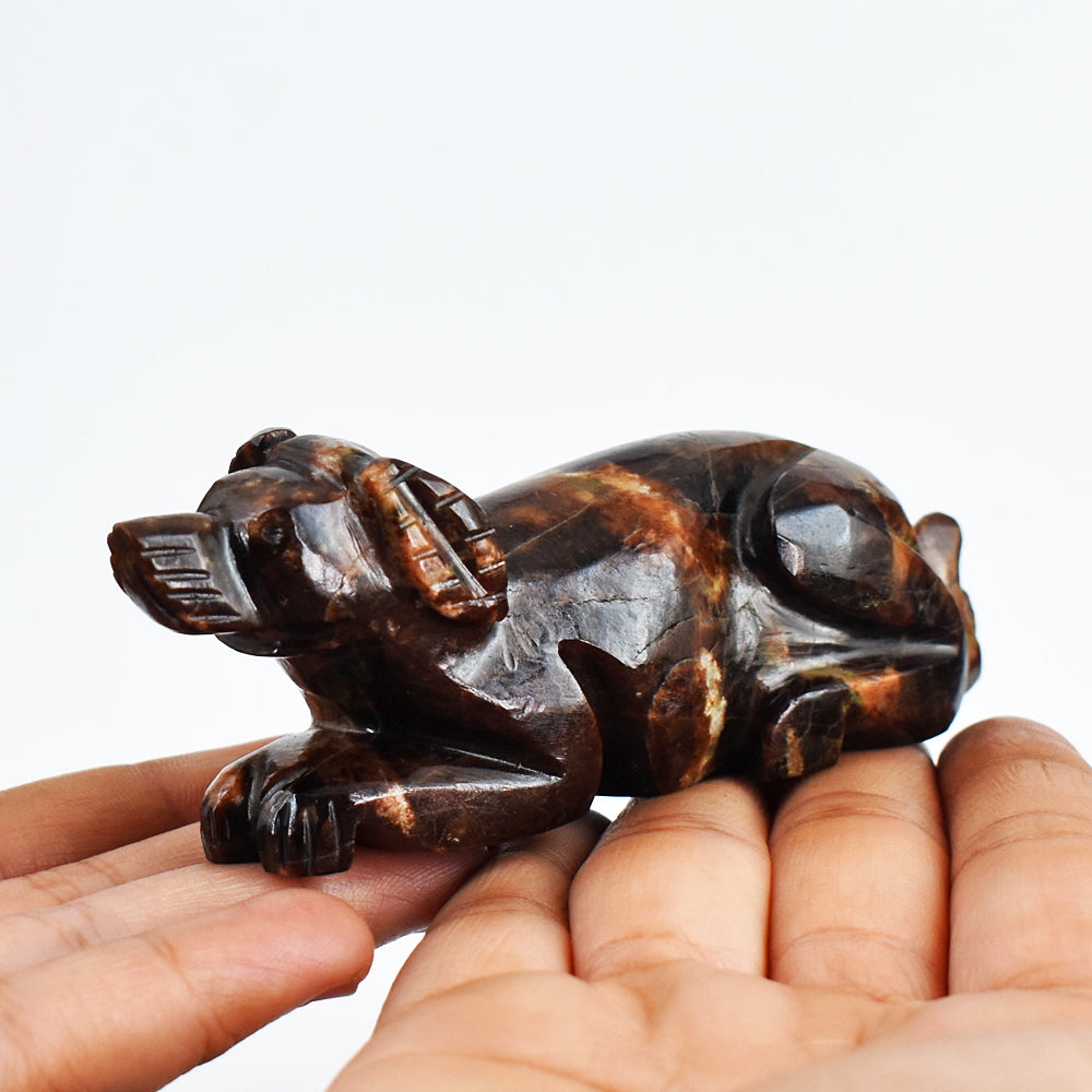 Natural 1008.00 Carats  Genuine Garnet Hand Carved Crystal Gemstone  Dog Carving