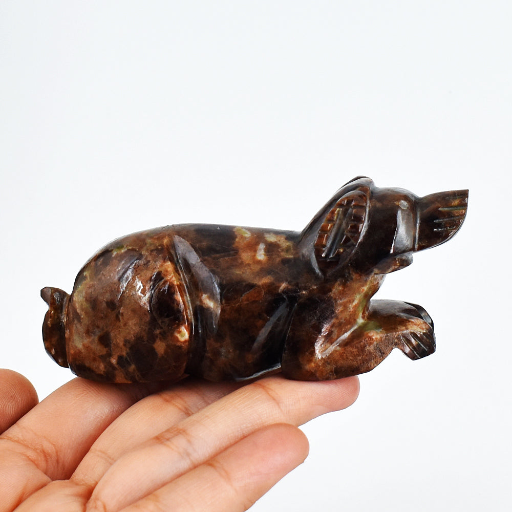 Natural 1008.00 Carats  Genuine Garnet Hand Carved Crystal Gemstone  Dog Carving