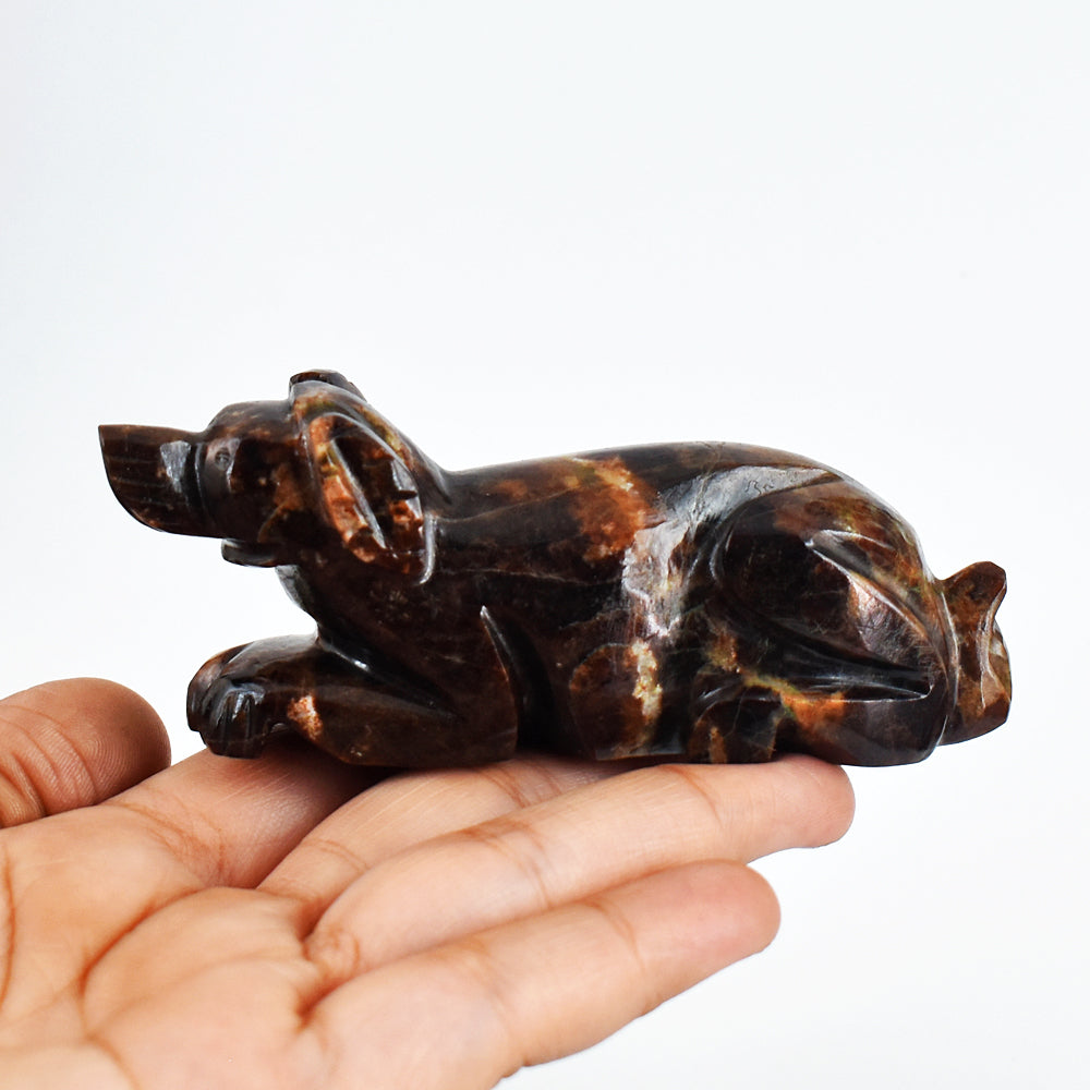Natural 1008.00 Carats  Genuine Garnet Hand Carved Crystal Gemstone  Dog Carving
