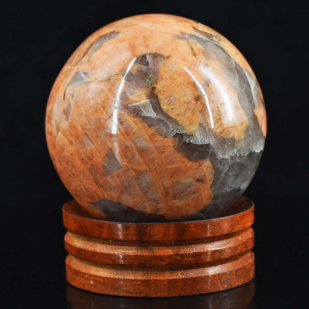 gemsmore:1682.00  Carats Natural Peach Moonstone Hand Carved Crystal Healing Ball
