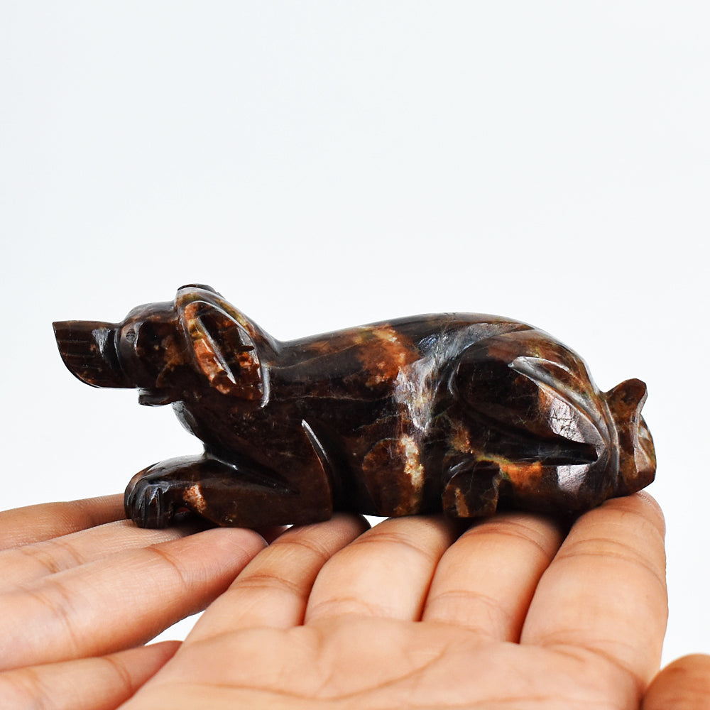 Natural 1008.00 Carats  Genuine Garnet Hand Carved Crystal Gemstone  Dog Carving