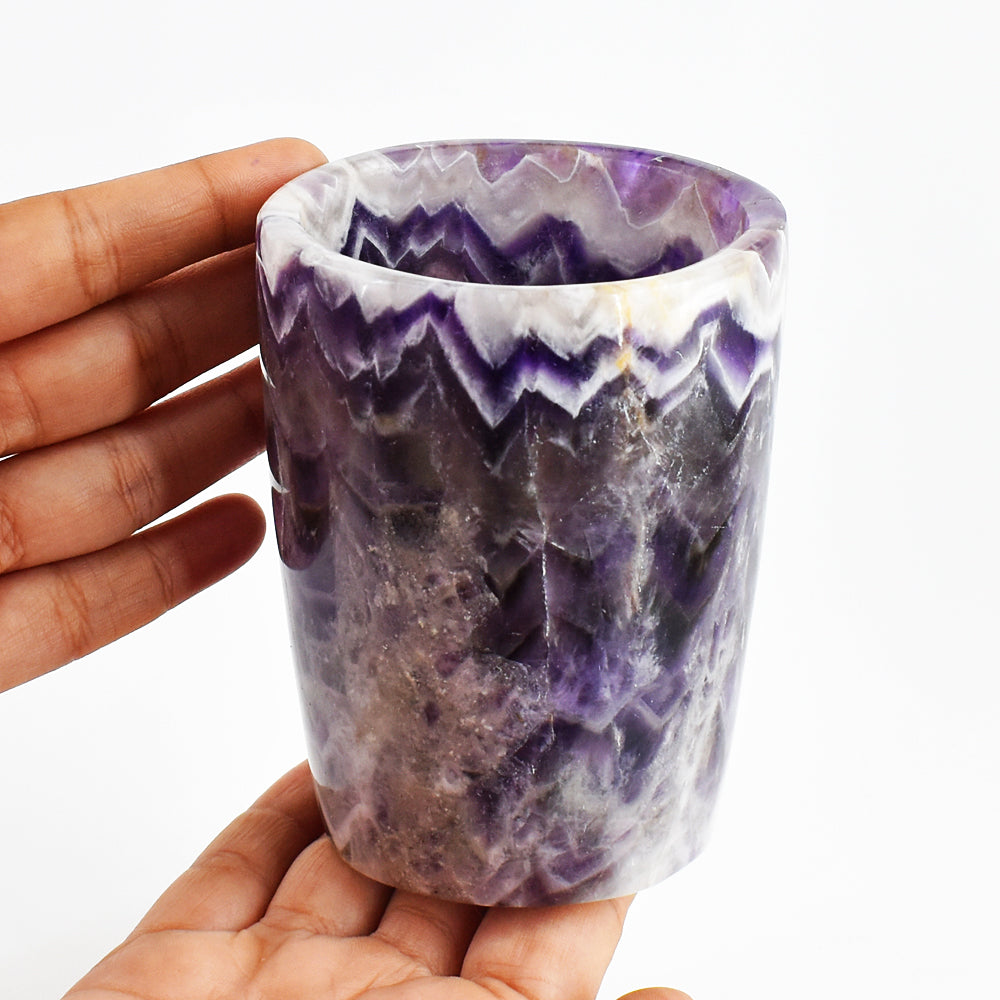 Artisian  2767.00 Carats Genuine Chevron Amethyst Hand Carved Crystal Gemstone Carving Glass