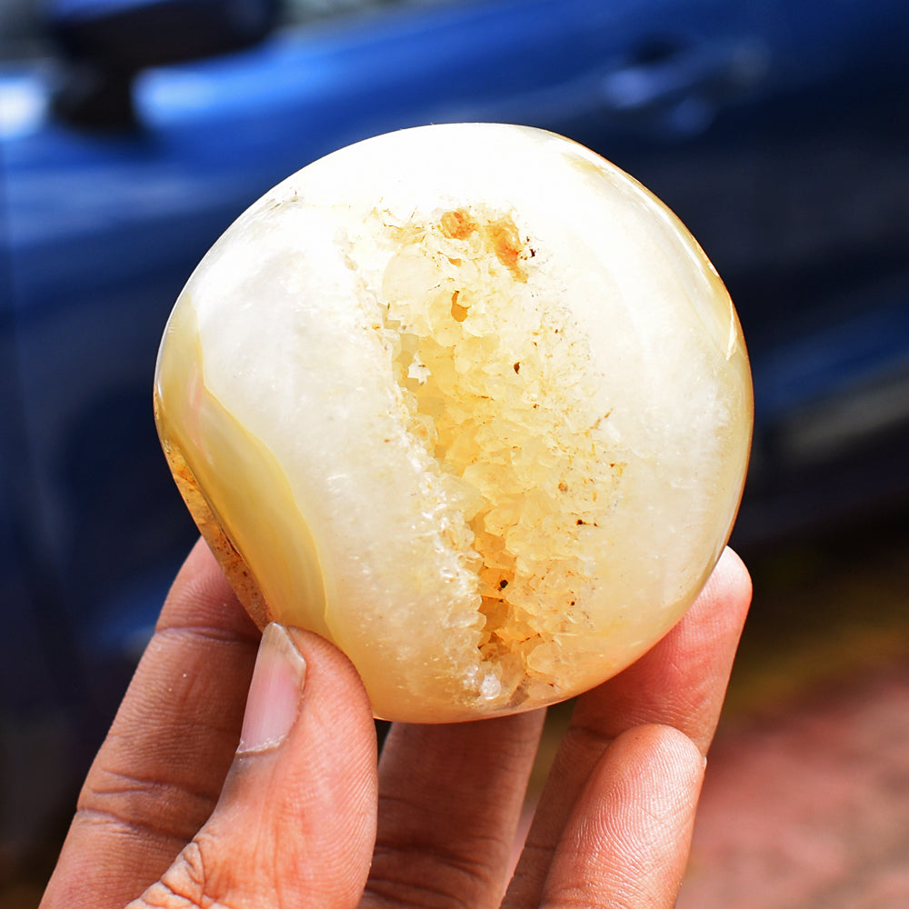 Awesome 1243.00 Carats  Genuine  Agate  Druzy  Hand Carved  Crystal  Healing Sphere