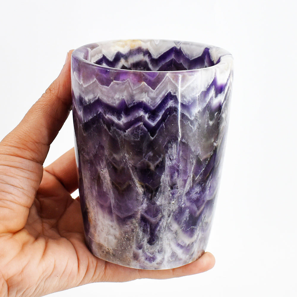 Artisian  2767.00 Carats Genuine Chevron Amethyst Hand Carved Crystal Gemstone Carving Glass