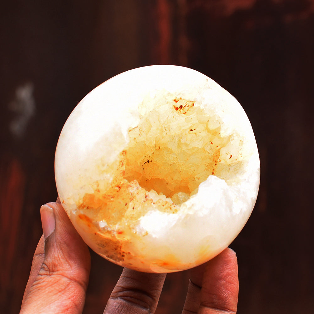 Beautiful  1886.00 Cts  Genuine Agate Druzy  Hand Carved Crystal Healing Sphere Gemstone