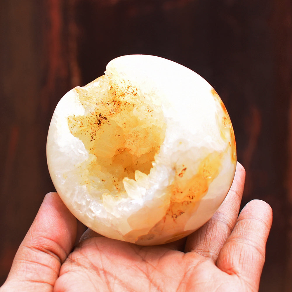 Beautiful  1886.00 Cts  Genuine Agate Druzy  Hand Carved Crystal Healing Sphere Gemstone