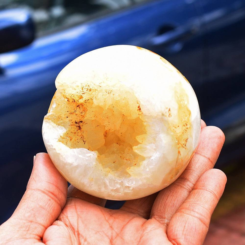 Beautiful  1886.00 Cts  Genuine Agate Druzy  Hand Carved Crystal Healing Sphere Gemstone