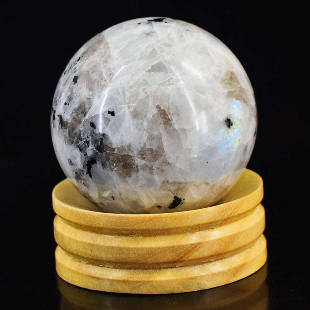 gemsmore:1885.00 Cts Natural Blue Flash Moonstone Hand Carved Crystal Healing Sphere Gemstone