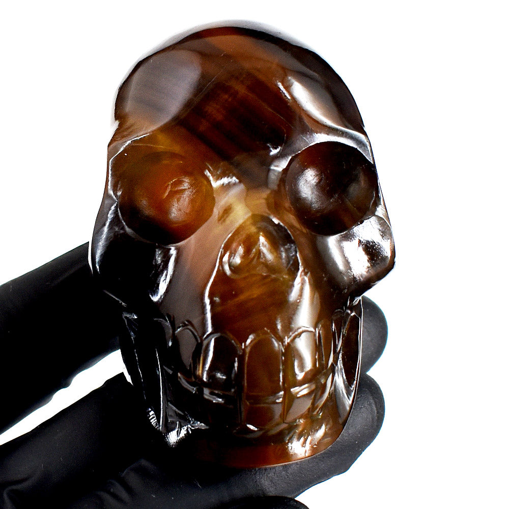 Artisian 1218.00 Cts Genuine  Multicolor  Fluorite Hand Carved Gemstone Crystal Skull Carving