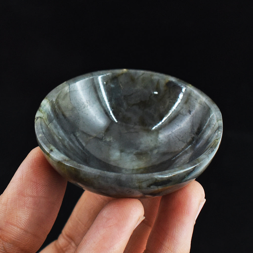 Craftsmen 144.00 Carats  Genuine Labradorite Hand Carved  Crystal Gemstone Carving Bowl