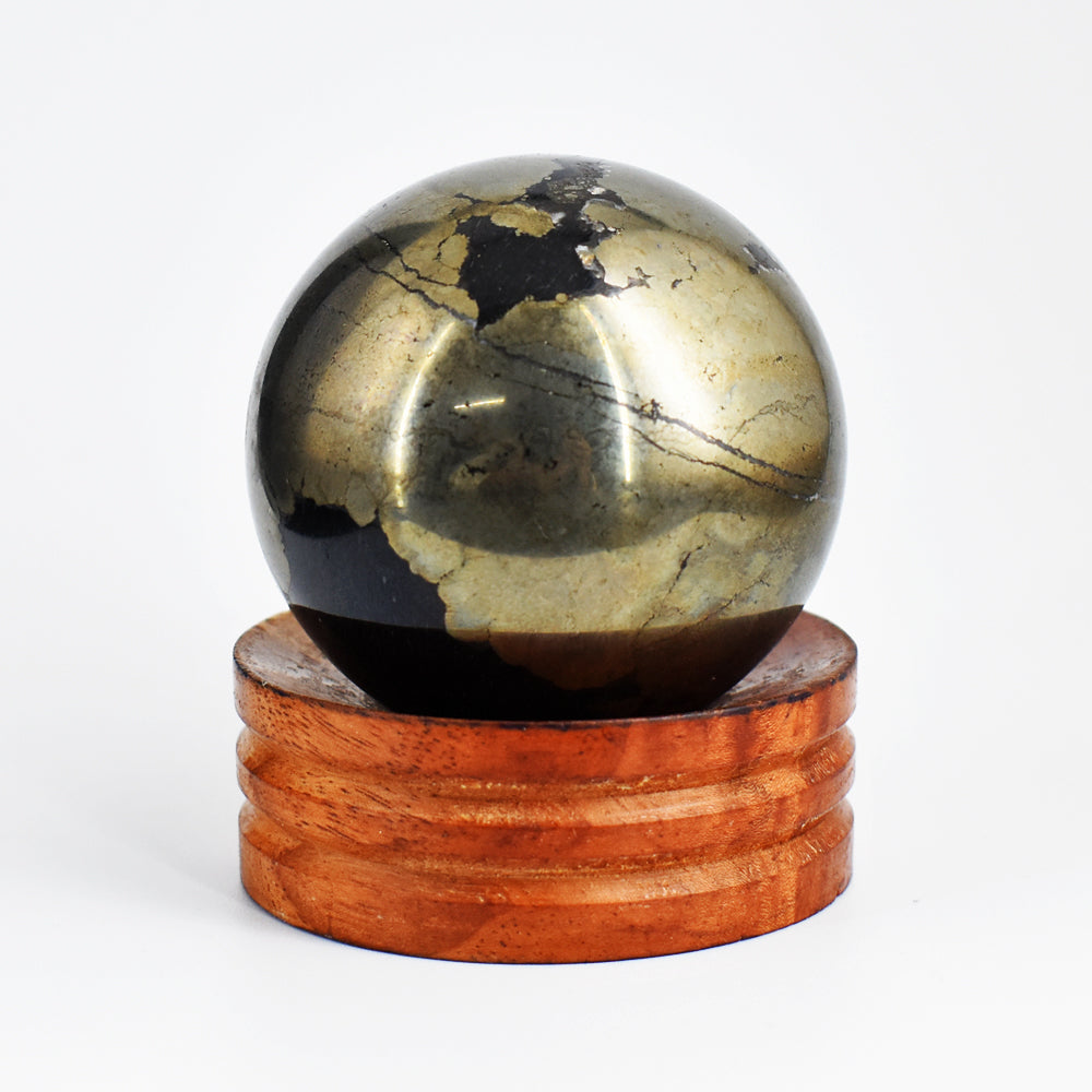 Beautiful 1694.00 Cts  Golden Pyrite Round Carved Reiki Healing Sphere