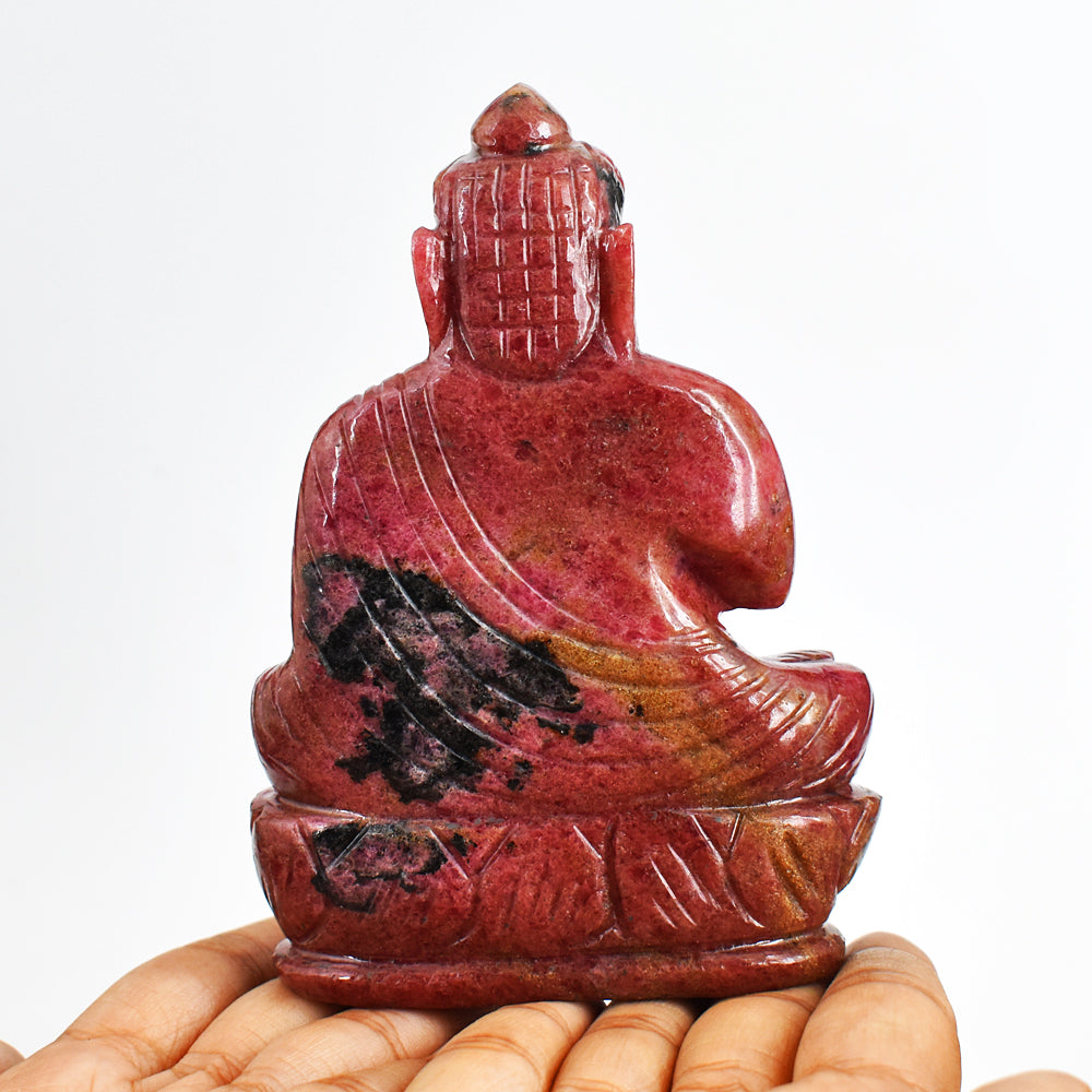 Natural 2234.00 Cts Pink Rhodonite Hand Carved Genuine Crystal Gemstone Carving Lord Buddha