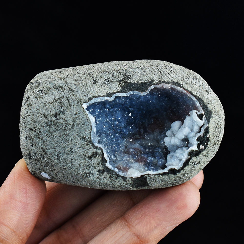 Artisian 599.00 Cts Genuine Chalcedony With MM Quartz Crystal Specimen Gemstone