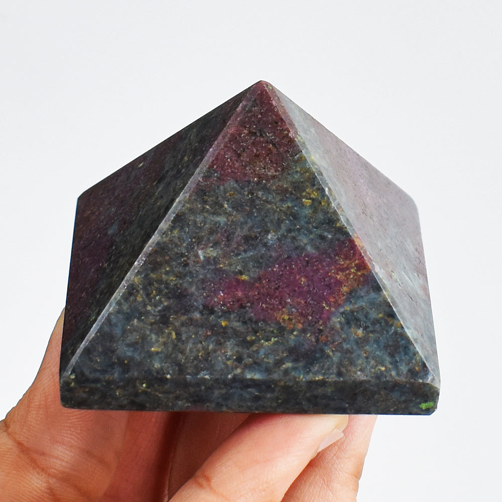 925.00 Cts  Genuine  Ruby In Kyanite  Hand Carved  Healing Crystal Gemstone  Pyramid