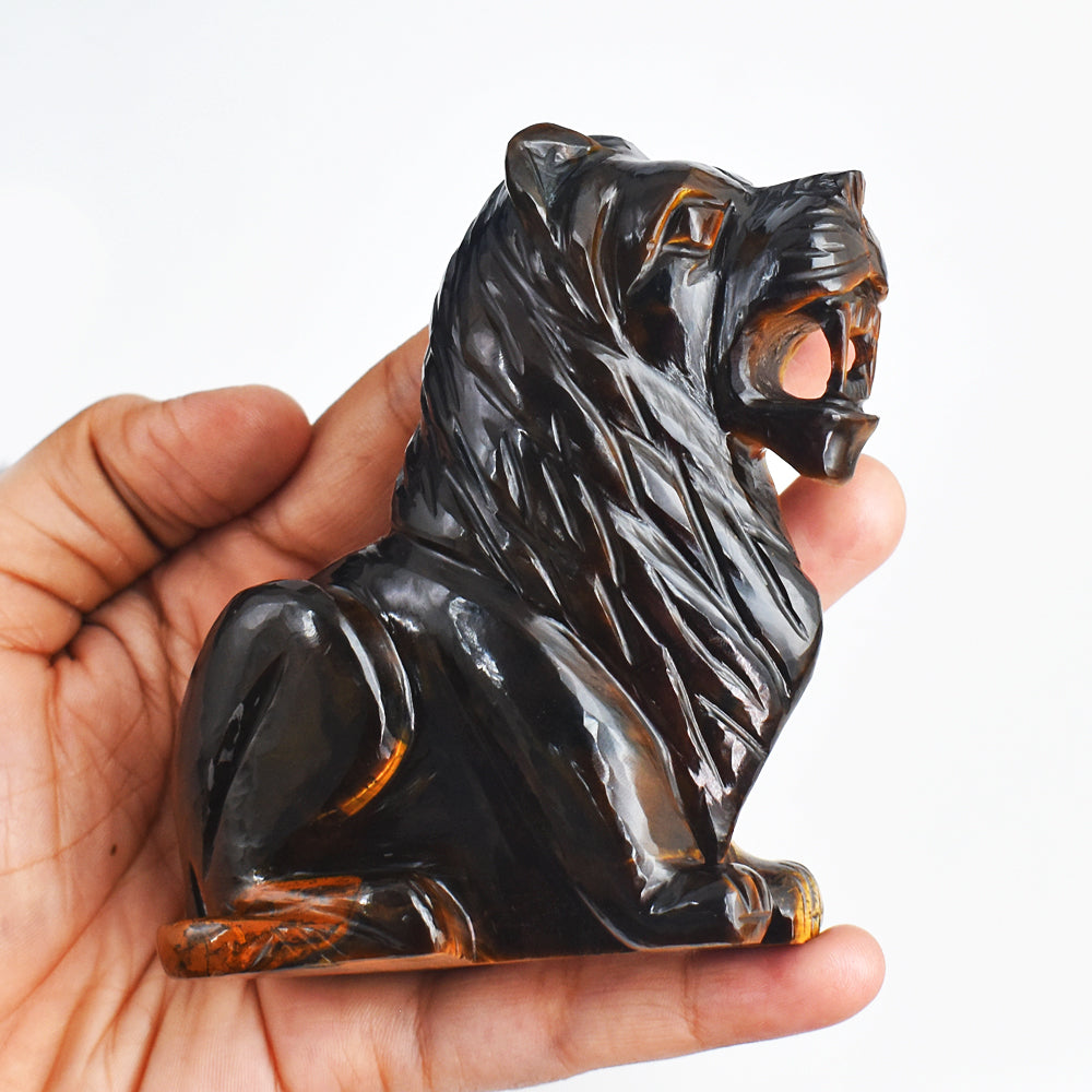 Craftsmen 1688.00 Cts  Genuine Tiger Eye  Hand Carved Crystal Gemstone Carving Lion