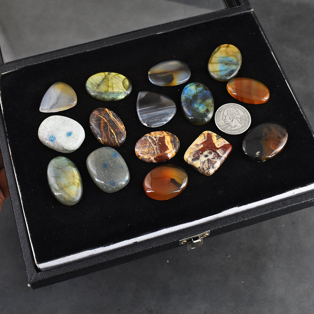 Beautiful  505.00 Carats  Genuine  Mix Gem Untreated Gemstone Cabochon Lot