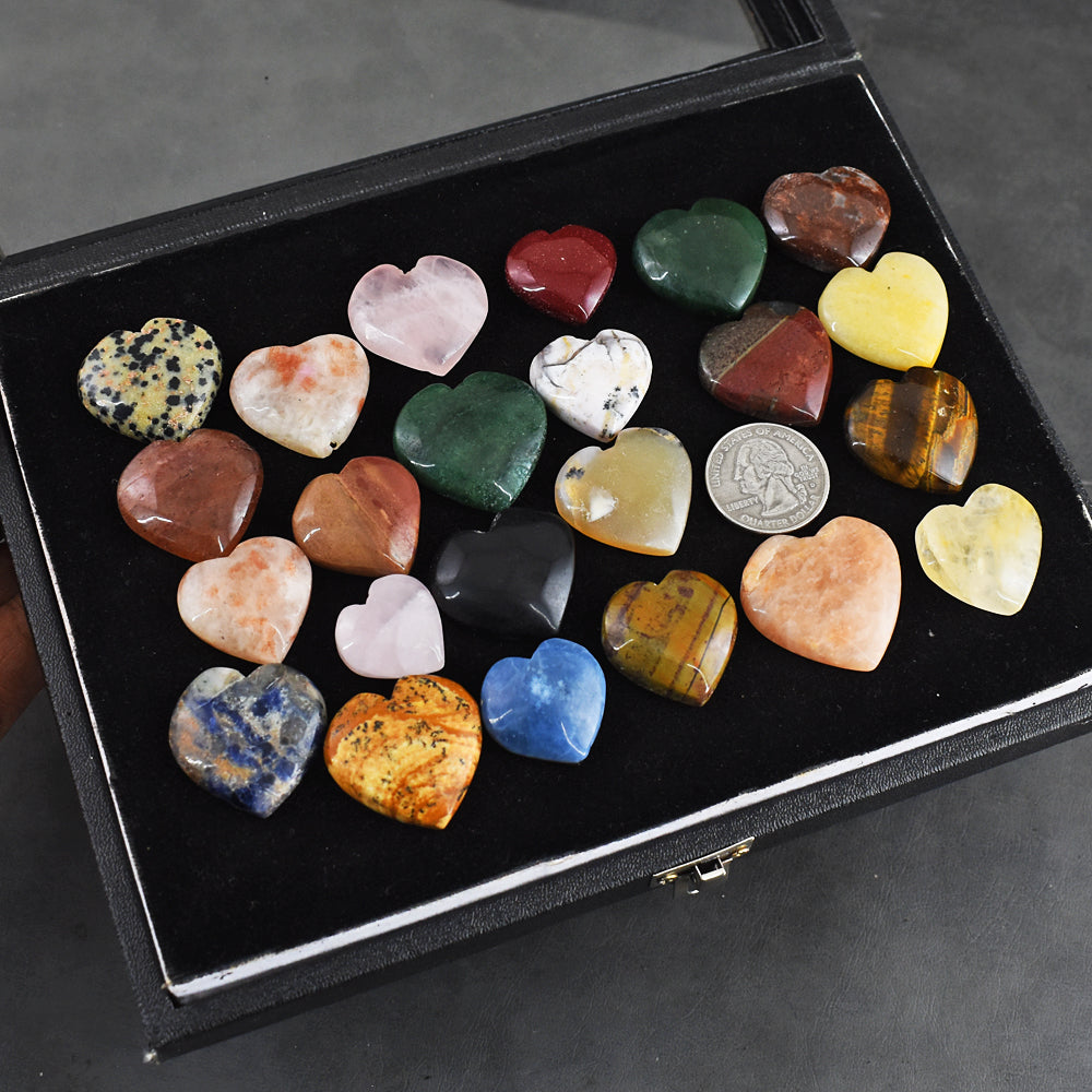 Stunning  894.00 Carats  Genuine Mix  Gem  Untreated  Gemstone  Cabochon Heart Lot