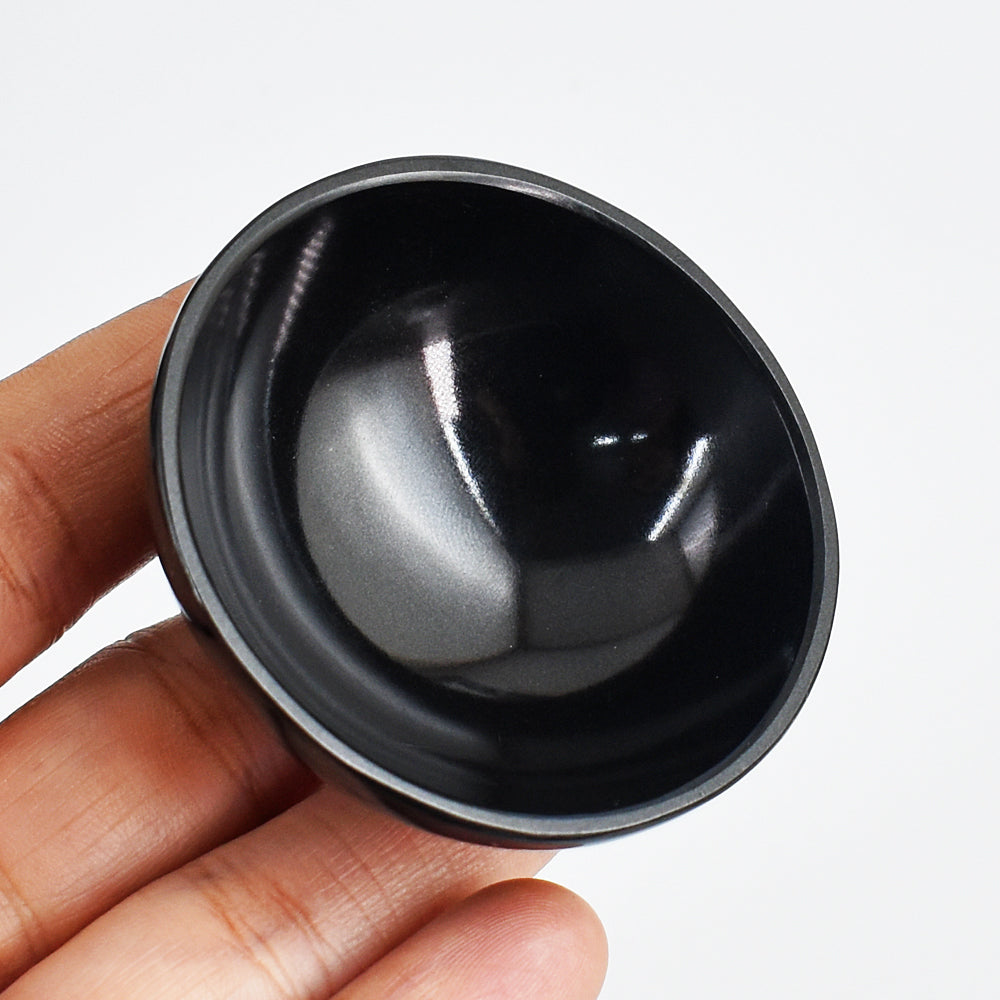 Amazing  142.00 Carats  Genuine  Black  Spinel  Hand Carved  Crystal  Gemstone Carving  Bowl