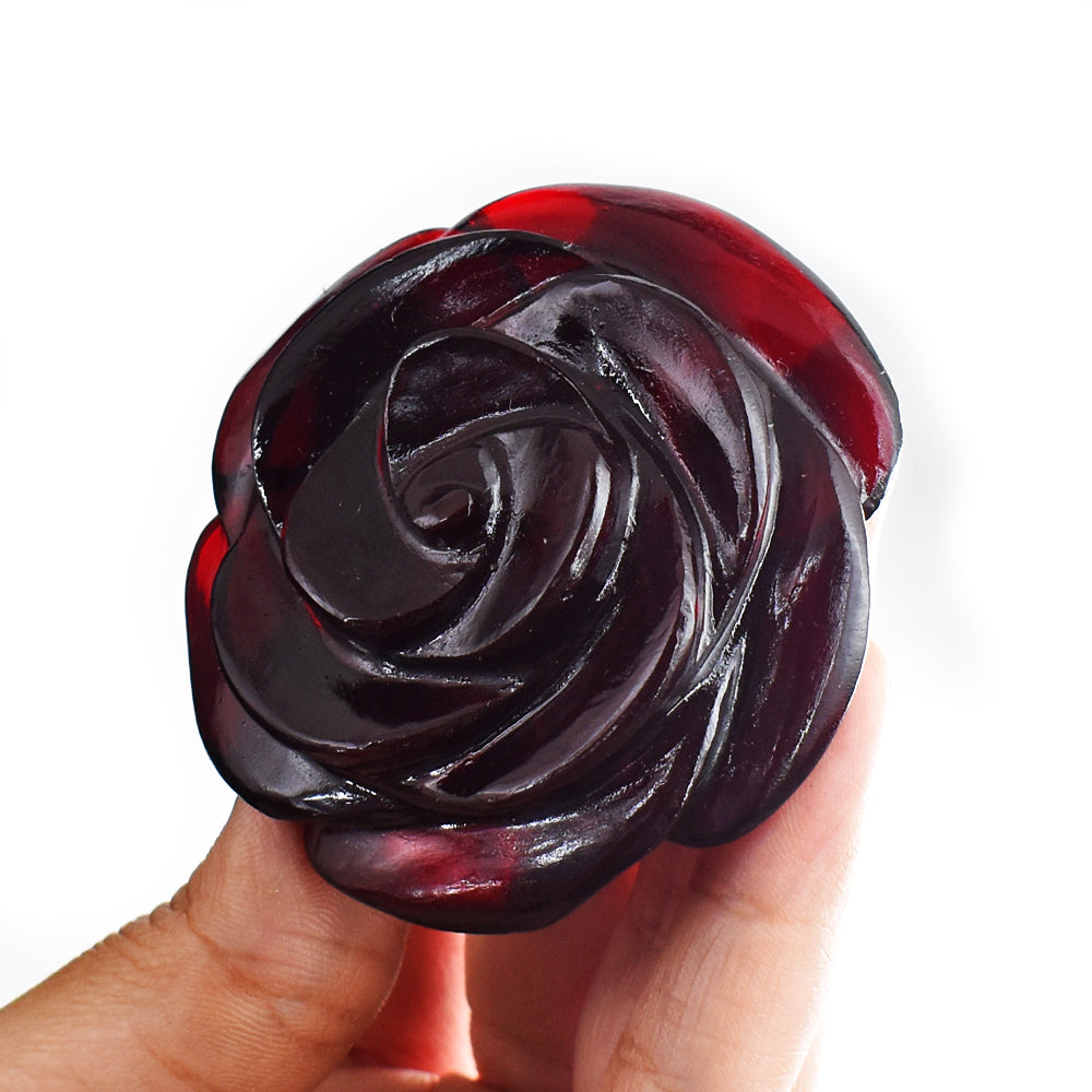 Genuine  447.00 Carats  Natural  Onyx  Hand  Carved Crystal  Rose Flower Gemstone Carving