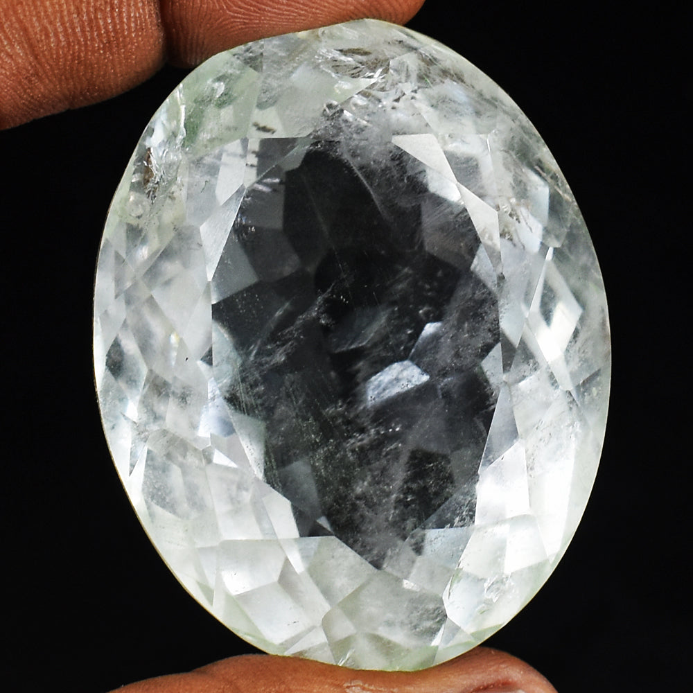 Artisian  403.00 Cts  Genuine White Quartz Hand Carved Crystal Gemstone Faceted Cabochon