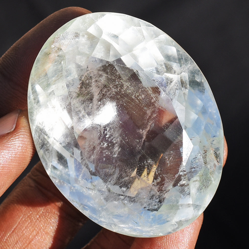 Artisian  403.00 Cts  Genuine White Quartz Hand Carved Crystal Gemstone Faceted Cabochon