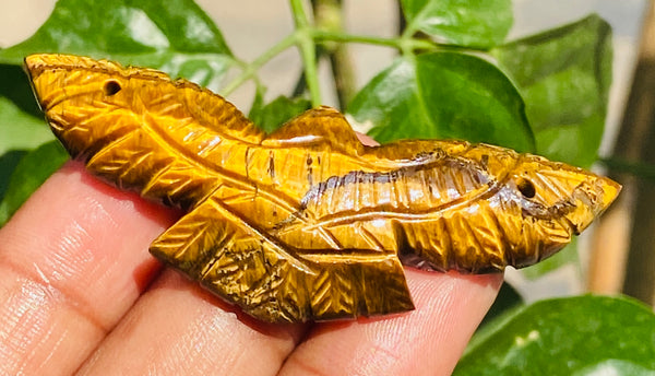 Ravishing 52.00 Cts Genuine Golden Tiger Eye Hand Carved Premium Drilled Eagle