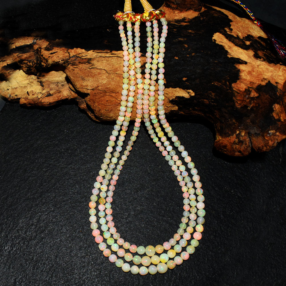Mega Sale - 100% Stunning 187.00 Cts Genuine Ethiopian Opal Beads Necklace