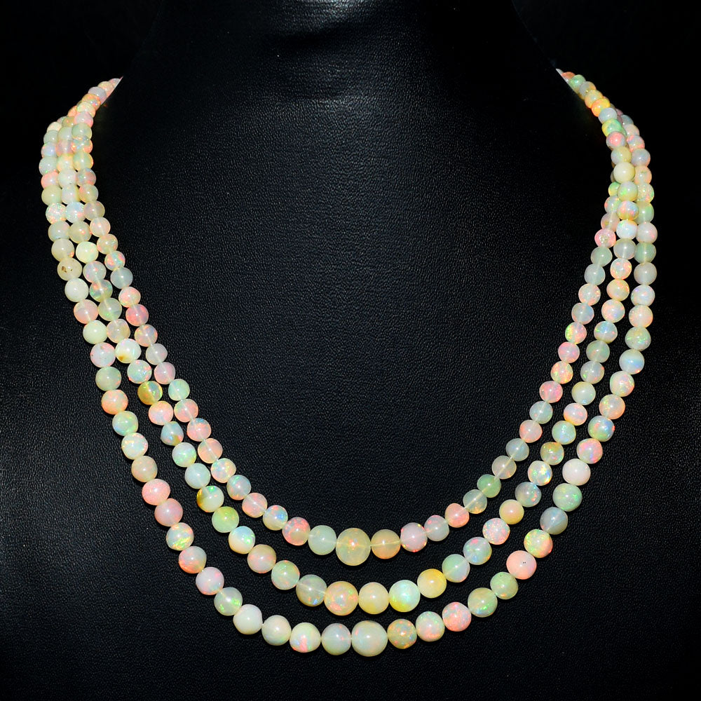 Mega Sale - 100% Stunning 187.00 Cts Genuine Ethiopian Opal Beads Necklace