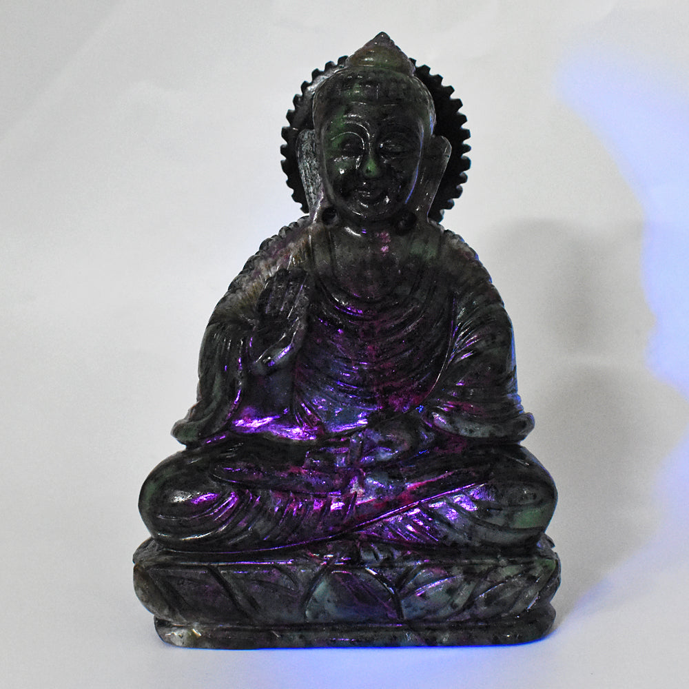 Awesome  5437.00  Cts Ruby Zoisite Hand Carved Crystal Idol Lord Buddha Statue Gemstone Carving