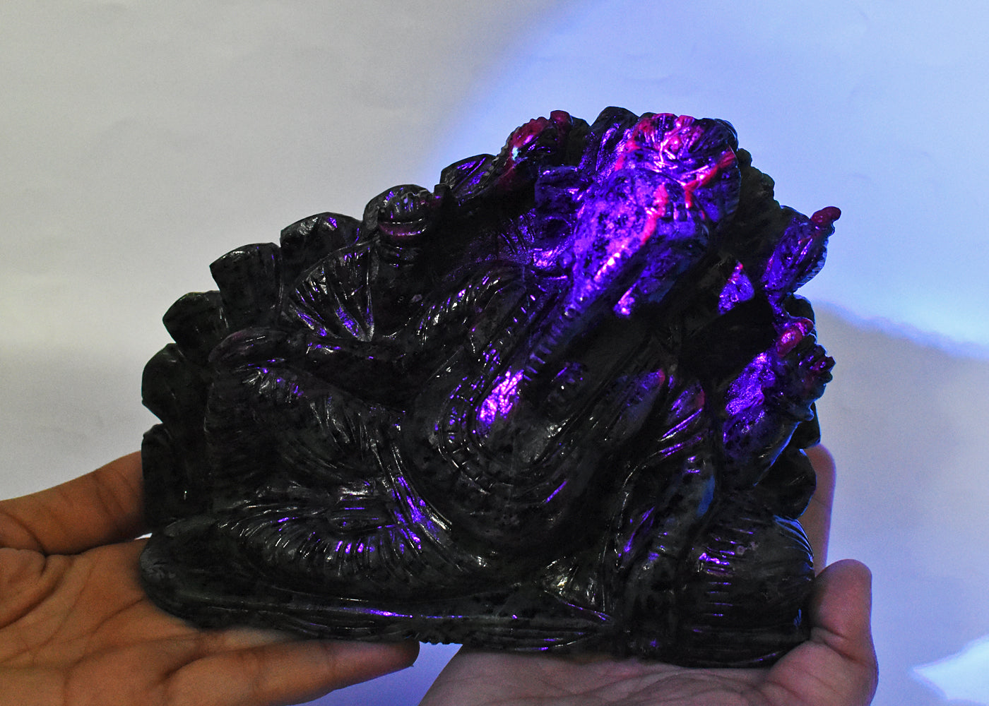 Amazing 7950.00 Cts Genuine Ruby Zoisite Hand Carved Crystal Gemstone Lord Ganesha Carving