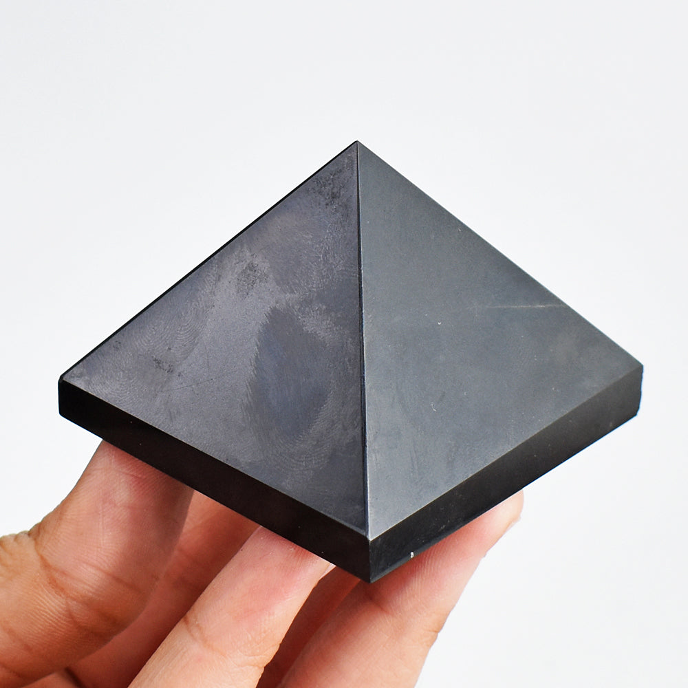 Exclusive  855.00 Carats Genuine Black Spinel  Hand Carved Crystal Healing  Pyramid Gemstone Carving