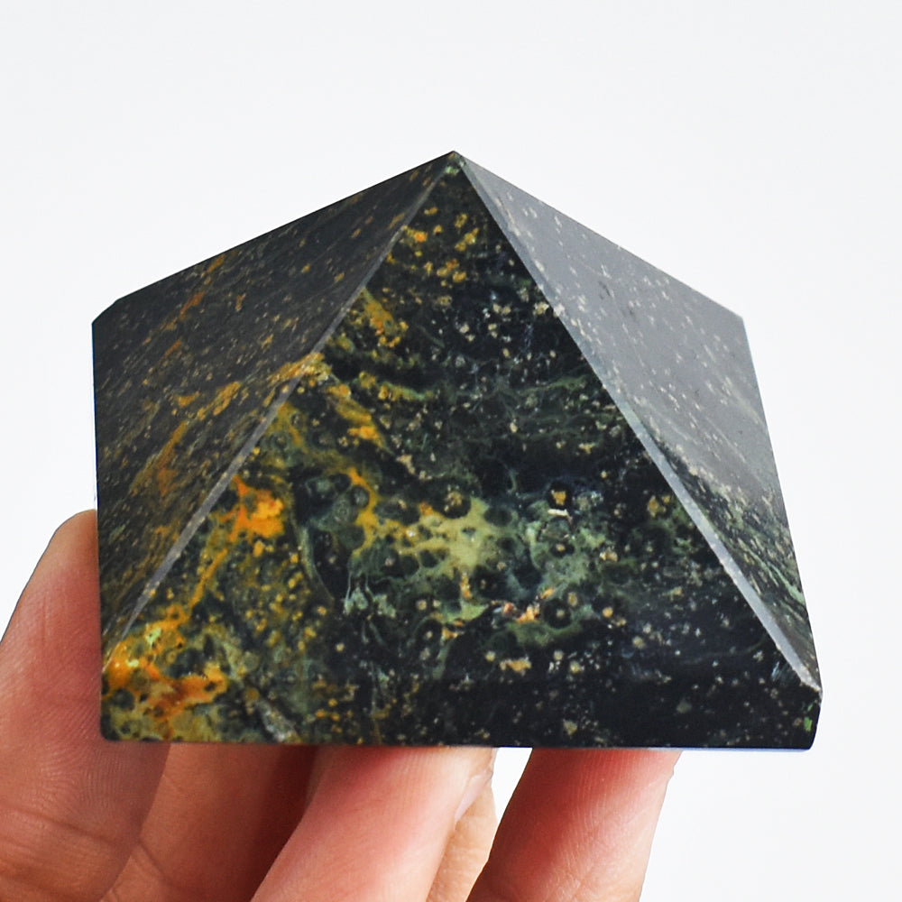 Genuine 610.00 Cts Genuine Kambaba Jasper  Hand Carved  Healing  Pyramid Gemstone