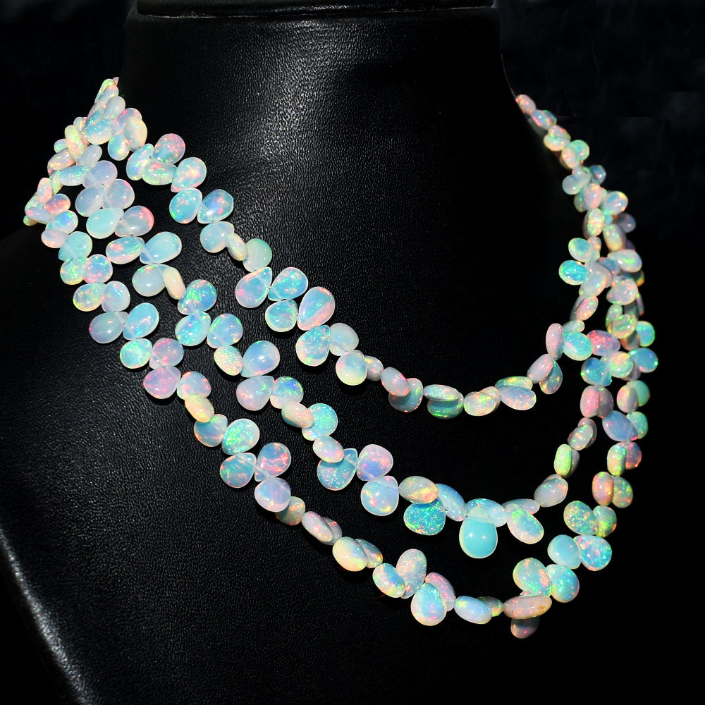 Mega Sale - 100% Awesome 208.00 Cts Genuine Ethiopian Opal Beads Necklace