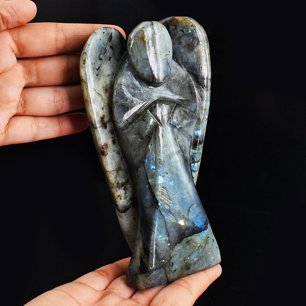 Blue Flash Labradorite 3613.00 Cts Genuine Hand Carved Healing Praying Gemstone Angel