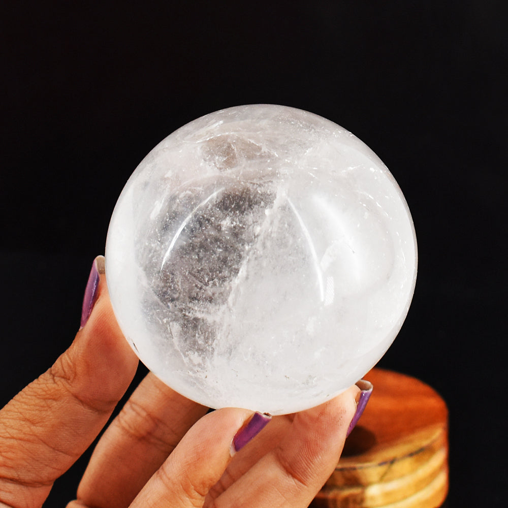 Artisian 1707.00  Carats  Genuine  White Quartz  Hand  Carved  Crystal  Healing  Gemstone  Sphere