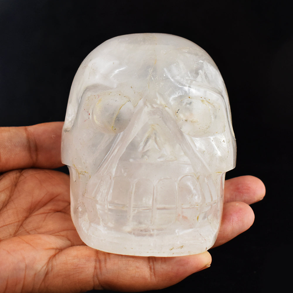 Craftsmen  2047.00 Cts  Genuine White Quartz Hand Carved Crystal Gemstone Skull Carving