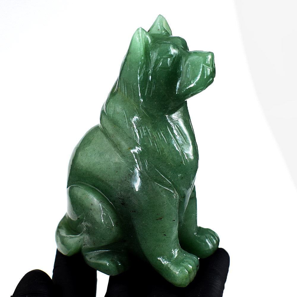 Amazing 1632.00 Cts Genuine Green Aventurine Hand Carved Crystal Gemstone Dog Carving