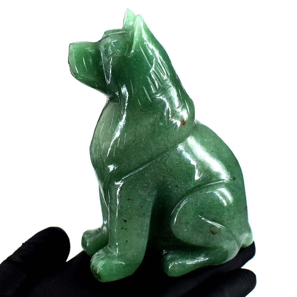 Amazing 1632.00 Cts Genuine Green Aventurine Hand Carved Crystal Gemstone Dog Carving